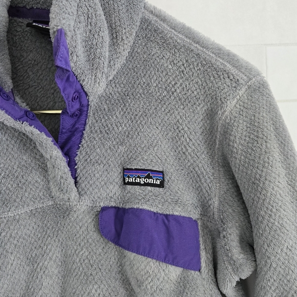 Patagonia Women's Re-Tool Snap-T Fleece Pullover Sweatshirt Gray Purple #25442 M - Picture 2 of 7